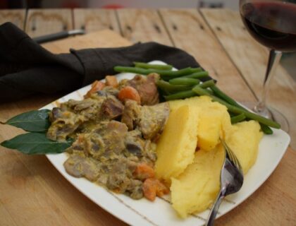 spezzatino di tacchino funghi e polenta